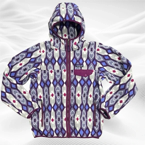 Patagonia Synchilla Lightweight Full zip Snap-T Hooded Jacket MED Pine Patch - Picture 1 of 8